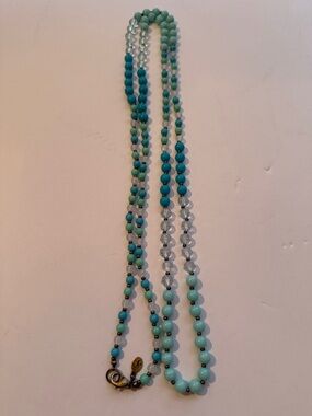 Sequin Turquoise & Aqua Beaded Necklace costume jewelry